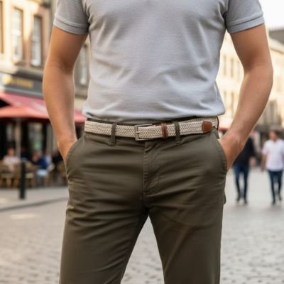 Ceinture tressée homme